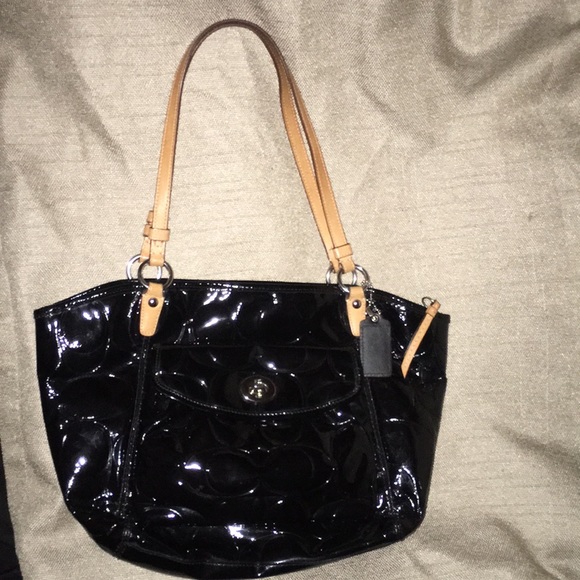 Coach Bags Coach Signature Bag Black Tan Euc Ykk Zipper Poshmark